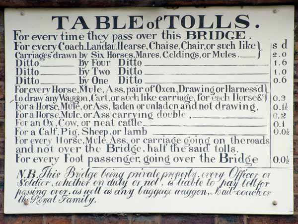 Telford,Ironbridge Gorge,Ironbridge,Iron Bridge,Tolls
