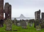 Lindisfarne Castle and Priory from the Churchyard